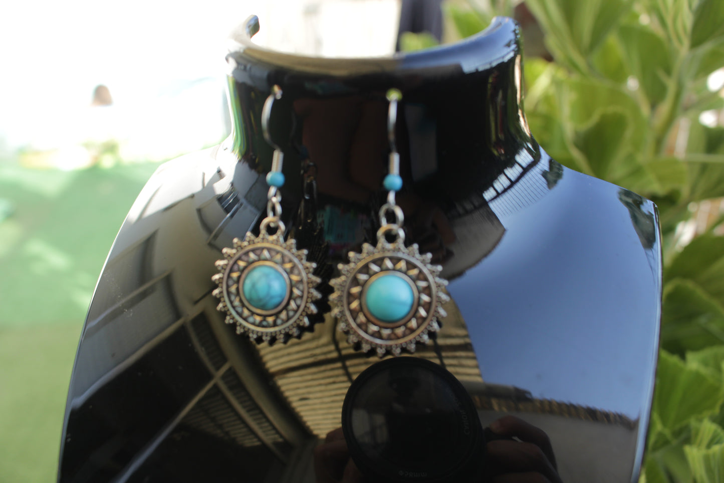 Pendientes em prateado com azul turquesa