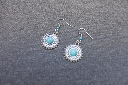 Pendientes em prateado com azul turquesa